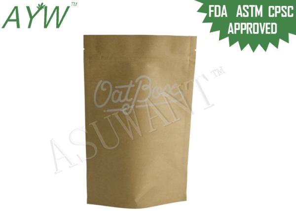 Stand Up Pouch Kraft Resealable Pouches , 1kg Kraft Paper Coffee Bags Doypack For Nuts Storage