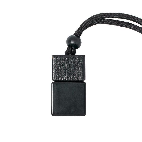 8ml Matte Black Square Car Perfume Bottle with Wooden Lid