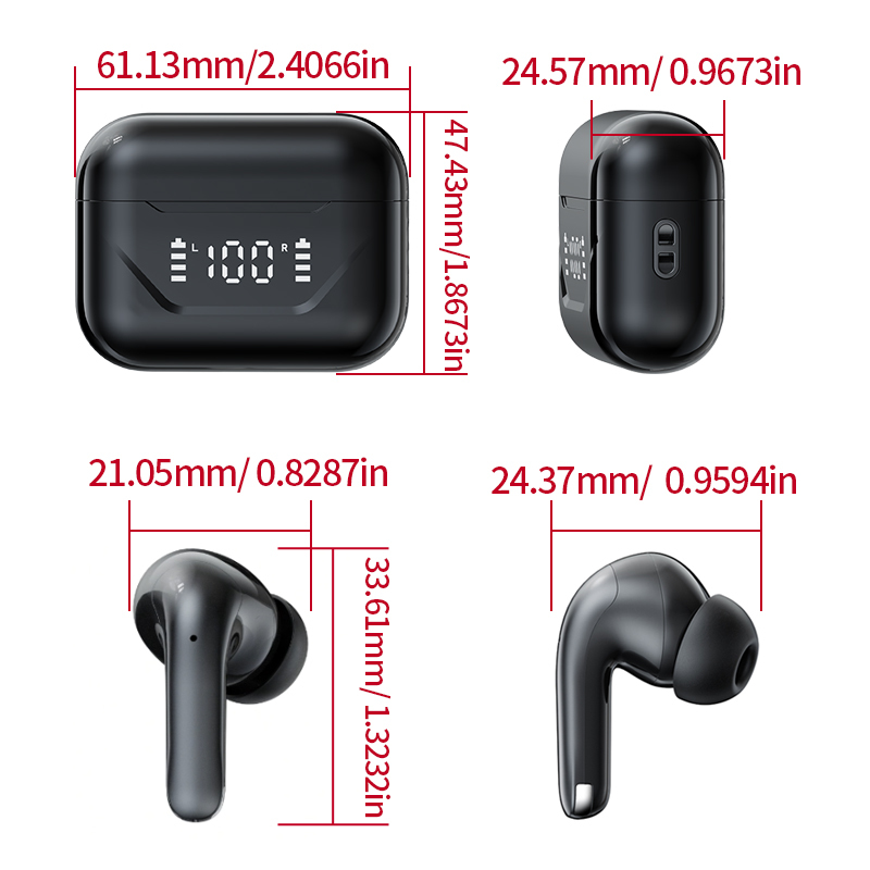 Wireless Earphones 5.3 Edition LED Battery Display ENC Call Noise Reduction True Wireless Stereo In Ear Earphones 360 ° Panoramic Stereo I5 Sweatproof Sports Running Fitness Suitable for Mobile Phones