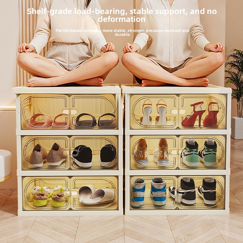 Multifunctional Entryway Shoe Storage Foldable Transparent Acrylic Box Dustproof Minimalist Organizer for Home Clear Shoe Case