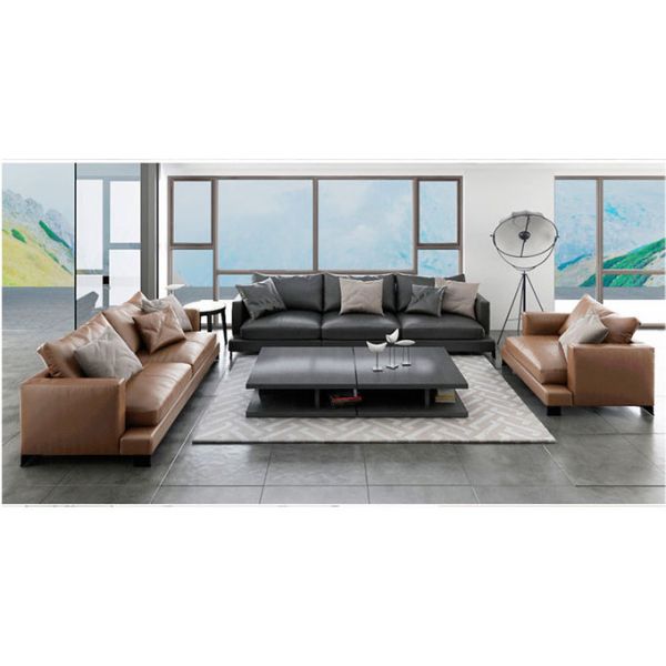Italian Modern Living Room Leather Soft Sofa House Type L Princess Combination Head Layer