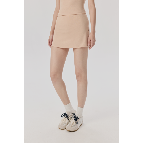 Black Flared Mini Skirt with Built-in Shorts, Soft Stretchy Fabric for Casual and Active Wear