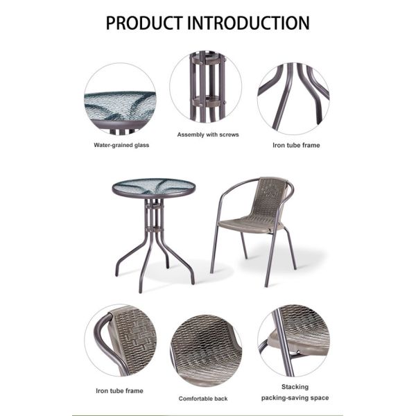 Le Tableau extérieur de balcon de patio de meubles de jardin de chaise longue a placé 56x56x74cm
