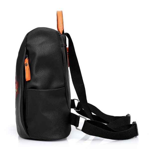 Wild Embroidery College Wind Bag Small Fresh Backpack PU leather embroidery wild simple college style wind Shells should