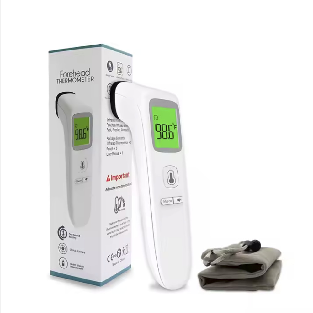 Auto Shut Off Digital Forehead Thermometer 3VDC No Touch With Colour Changing Display