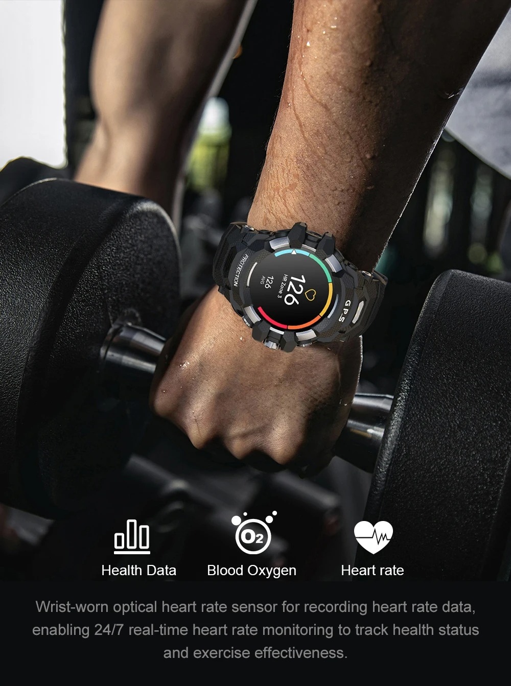 Smart Watch Designed for Outdoor Enthusiasts Featuring GPS Navigation Heart Rate Monitoring