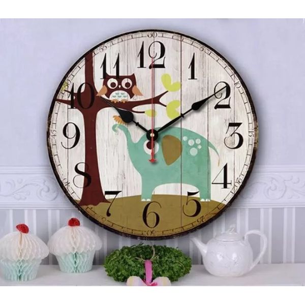 12in 14in 16in Creativity Antique Style Union Flag decorative Wooden digital wall clock
