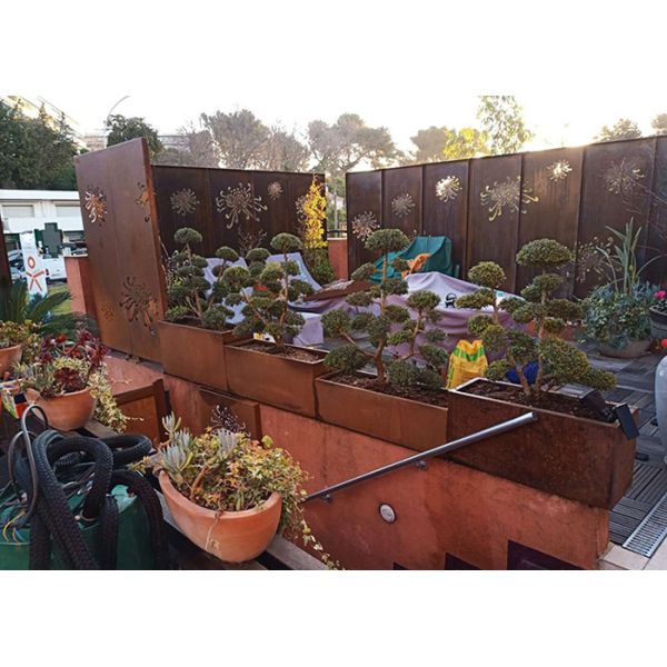 External Decorative Corten Steel Garden Screens With Chrysanthemum Pattern