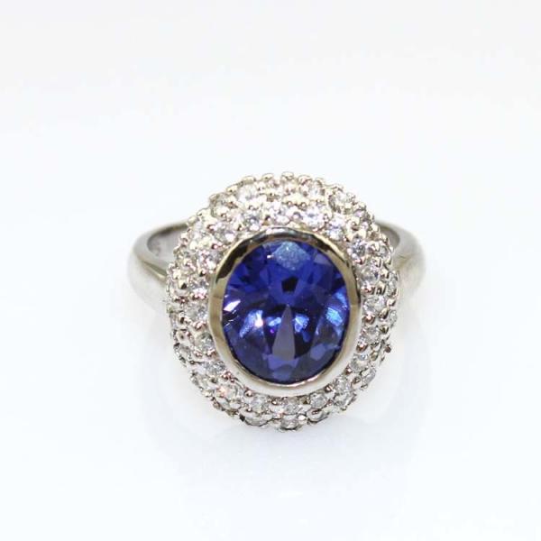 925 Silver Oval Garnet  Gemstone Ring  with Cubic Zircon (S-RJ692)