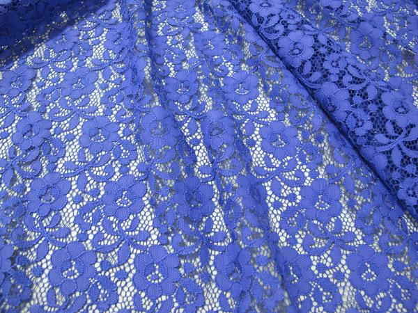 Blue Nylon Digital Lace Fabric Mini Floral For Lady Dress