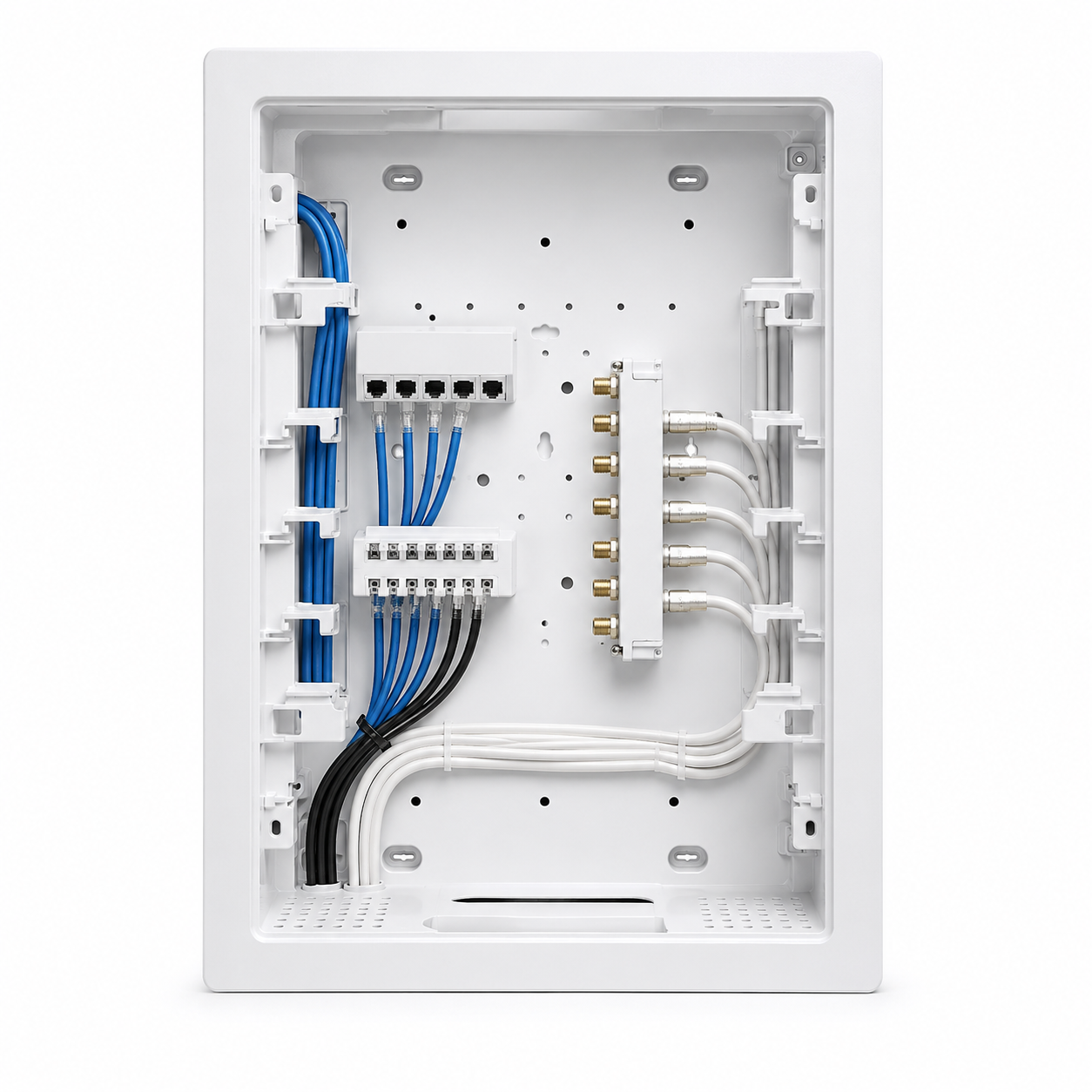 Flush Mount Concealed Low Voltage Wiring Junction Box Assembly Multimedia Distribution Box