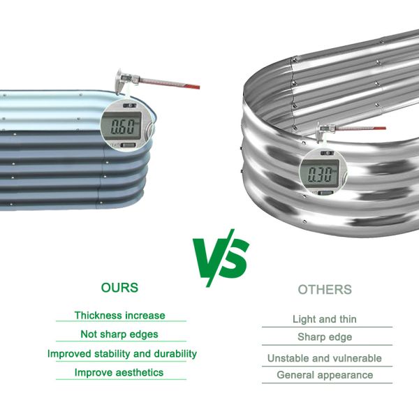 Light Green Large Galvanized Raised Garden Beds 2*2*0.3Ft Eco Friendly