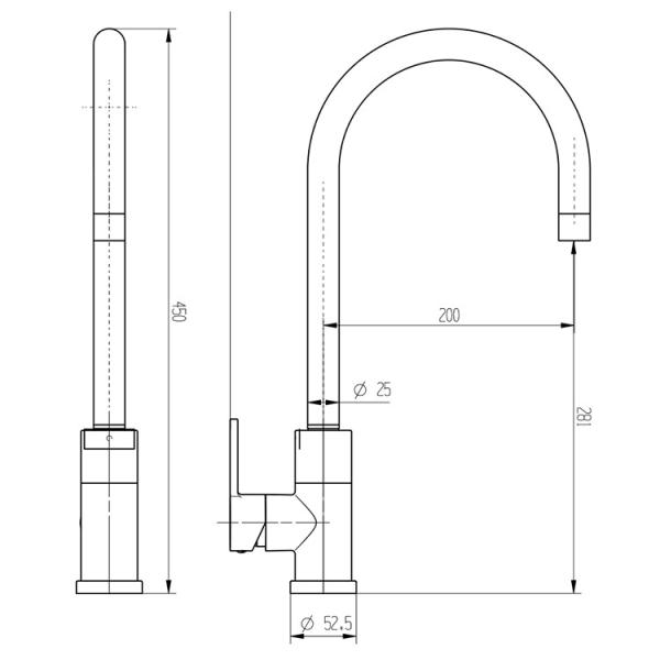 Brushed SUS 304 Goose Neck Stainless Steel Faucet