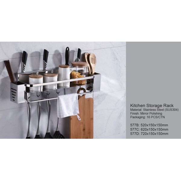 OEM ODM Wall Mounted Kitchen Shelf With Mirror Polished Stainless Steel 304 Material
