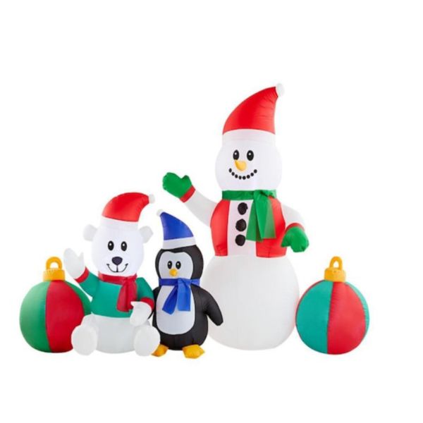 Outdoor Christmas Lighted Santa Sleigh Arch with Snowman Gingerbread Tree Inflatables