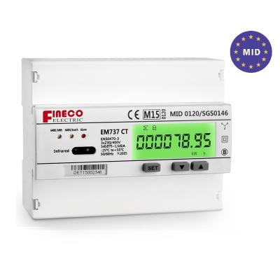 Medidor de energia bidirecional EM737 CT 3*230/400V 1.5 6 A 7 DIN Modulos Smart Jammer