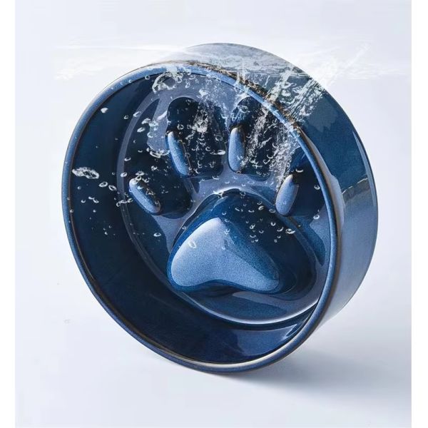 Ceramic Pet Bowl Dog Slow Feeder with Wooden Frame Applicable Pet Dogs Customize logo Color Packaging LCD Display NO