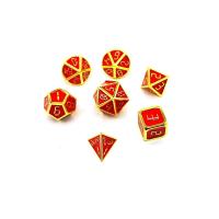 14mm テーブルゲーム メタルダイスセット 売る 黄金塗装 ルビー赤色