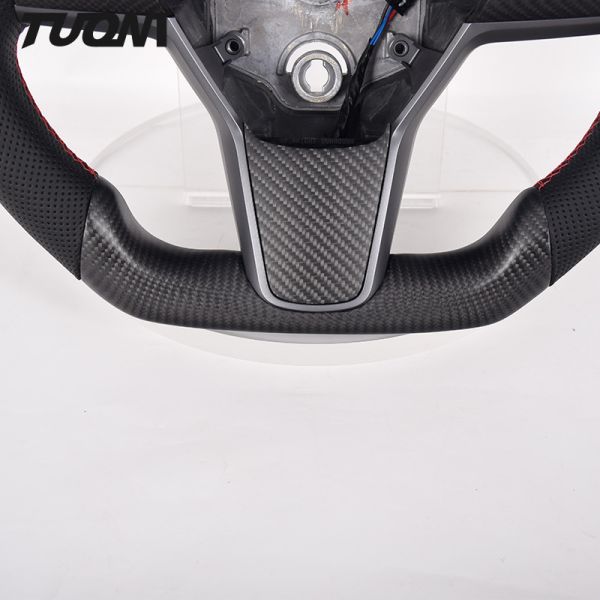 Sports Carbon Fiber Tesla Model 3 Yoke Steering Wheel Flat Bottom OEM