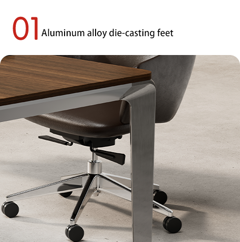 Support customization Modern Design Dark Wood Grain Conference Table With Cold-Rolled Steel Legs Office Furniture for Meeting & Negotiation Rooms