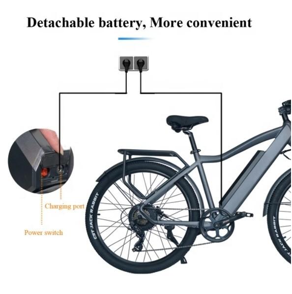 7 Speed Electric Mountain Bike 500W 48V Motor 17Ah Battery Disc Brake For Adults