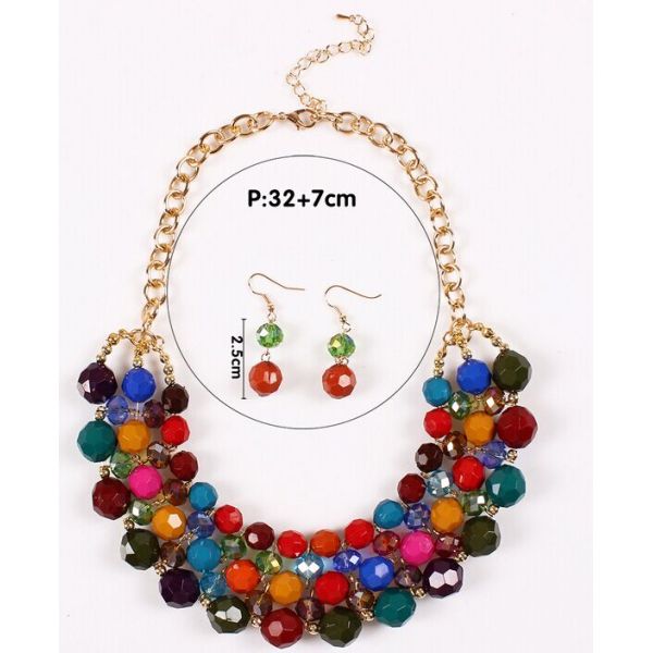 Bohemian wild color bead earrings Necklace Set
