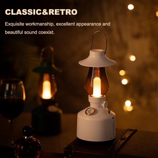 0.2W 1600k Bluetooth Speaker Portable Night Lights Retro Multifunctional For Camping