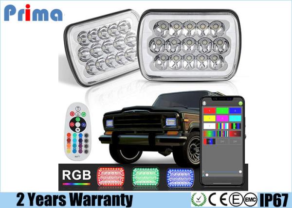 Replace Stock Headlight with RGB Halo H6054 LED Headlight, 5x7(7x6) Rectangle Jeep YJ Cherokee XJ Headlight