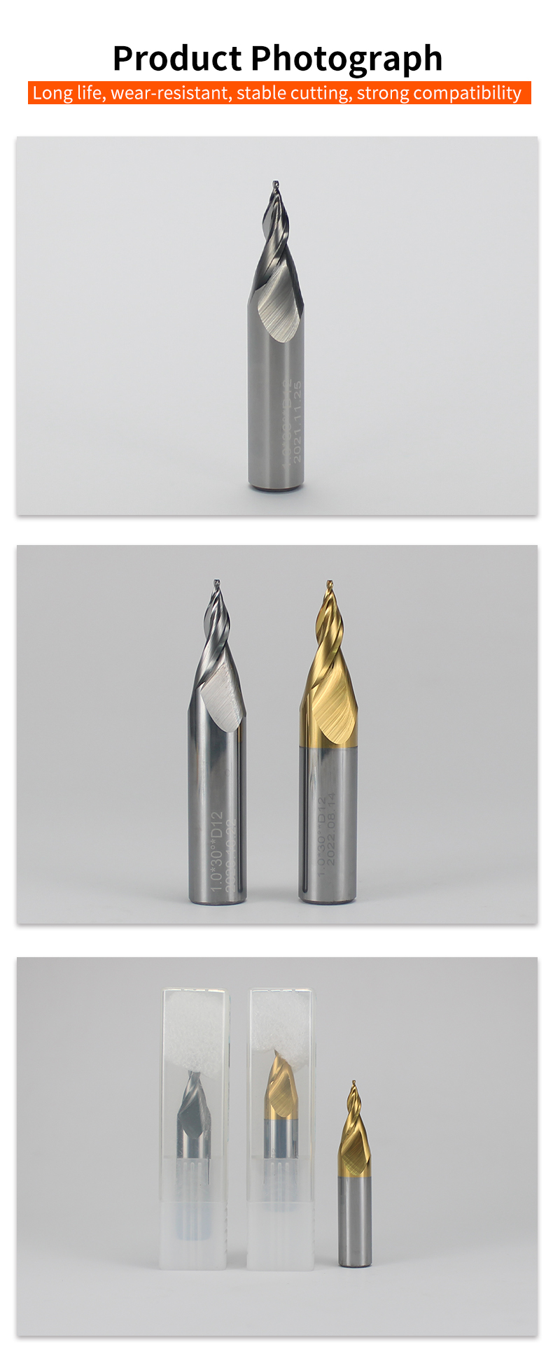 Finitions de carbure de tungstène d'acier 65 degrés Mini-grèveuse de fraisage pour feuilles acryliques