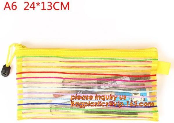 Wholesale Office School Supply A4/5/6 Mesh Zipper Document Bag Multicolor PVC A4 Archives Contract,Office School Supplie