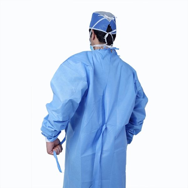 Pharmacy Ppe Anti-Blood 18gsm Stitched seams Disposable Surgical Gown