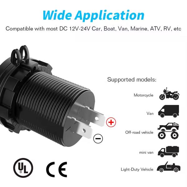 Adaptador de cargador rápido para coche USB dual QC3.0