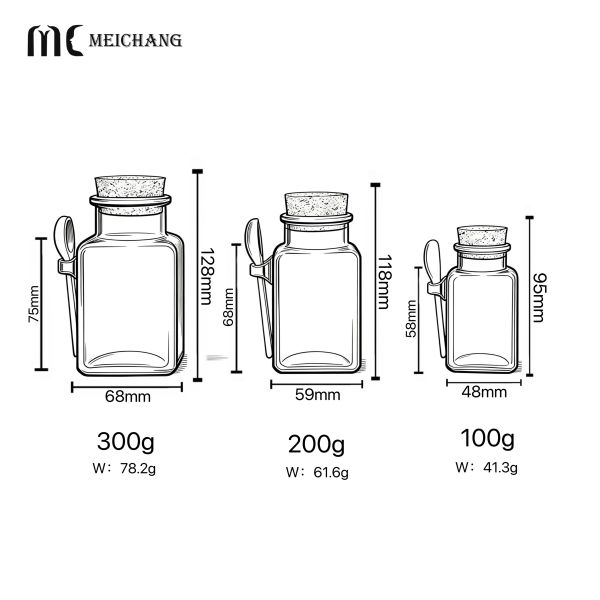 100g 200g 300g Square Food-Grade Airtight Moisture-Proof Milk Bath Salt Bottle（MC-P-550)