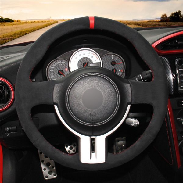 Wrap Hand Sewing All Black Soft Suede Steering Wheel Cover for Subaru BRZ Scion FR-S FRS Toyota 86 GT86