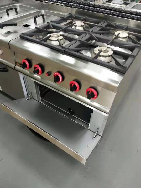 GH-987A Gas Range com 4 queimadores e forno a gás 20.8Kw Equipamento de cozinha potente