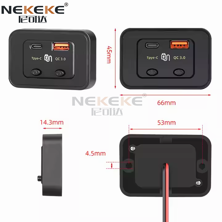 Fast Charging QC3.0 + PD3.0 Marine Power Socket Waterproof and Dustproof for 12V/24V Cars and Boats