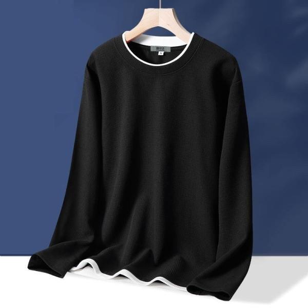 Collar O-Neck Custom Men's Fleece Thick Warm T-Shirt with Soft Cotton and Slim Fit