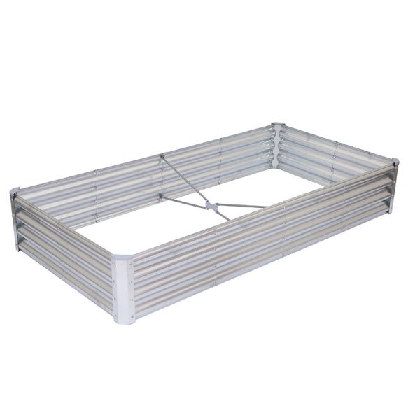 Rectangular Galvanized Raised Garden Bed Kit 6*3*2 Ft Outdoor Sliver