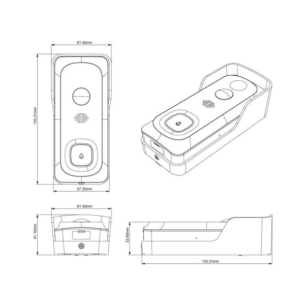 Battery Doorbell Video Doorbell IP65 Waterproof 1080P Works with Google Home & Alexa(MYQ-TD6)