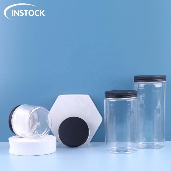 50ml-500ml Round Plastic PET Jars  , Clear Plastic Cosmetic Containers Cream Jar