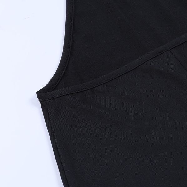 Halter Strap Backless Low Cut Sexy Summer Midi Dress Polyester 95% Spandex 5%