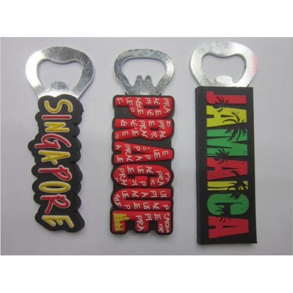 Customized Singapore Prague Country Name Letters Rubber PVC Fridge Magnet Bottle Opener For Travel Gift