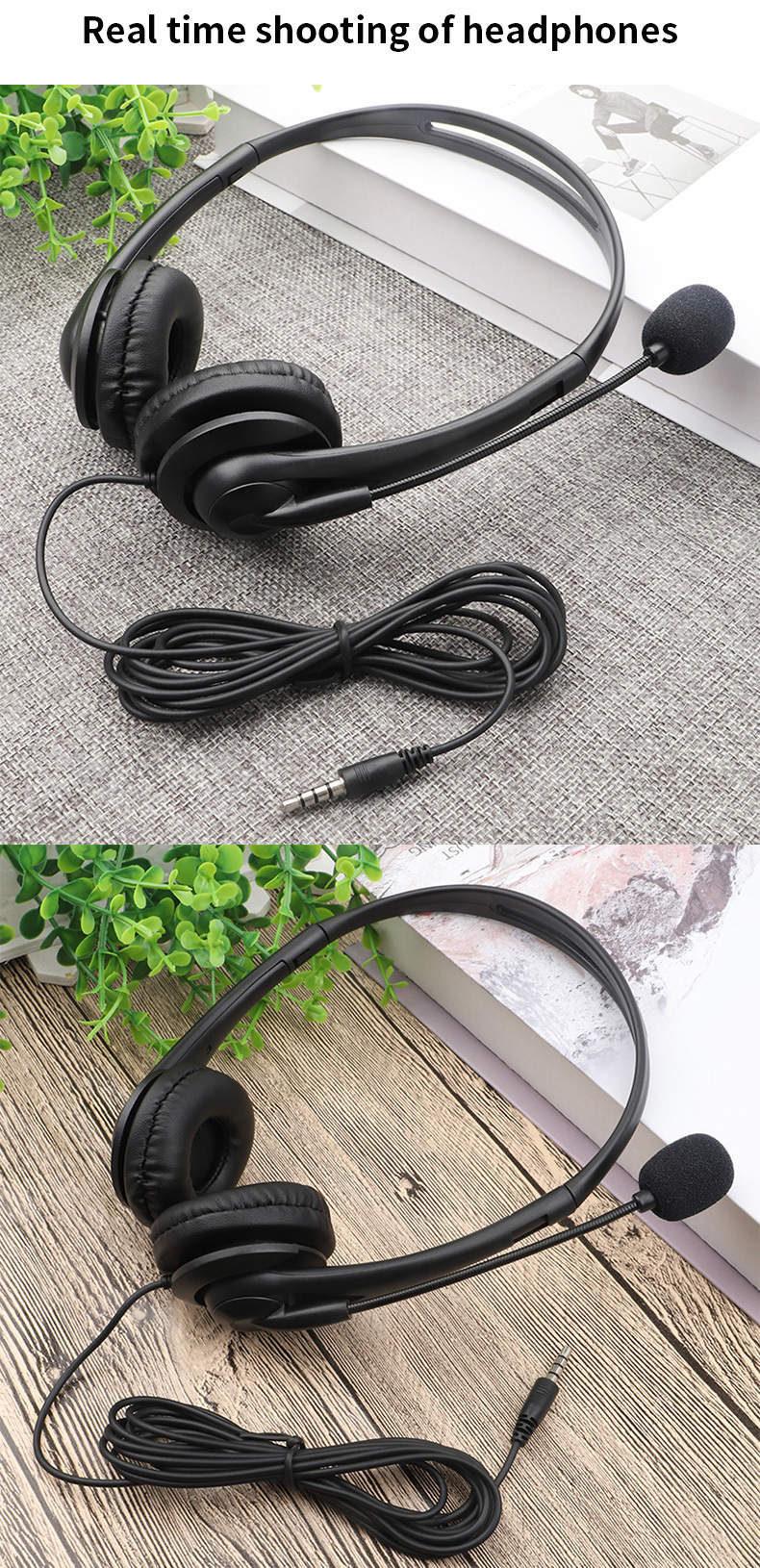 JTY-430 professional call center earphones with microphone, multiple plugs USB/Type-C/3.5mm wired earphones, comfortable to wear earphones, suitable for online learning and business conference calls