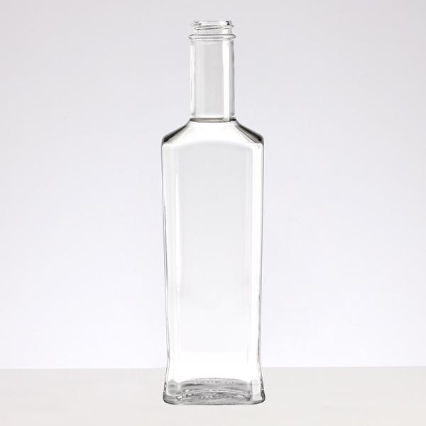 Logotipo personalizado Garrafa de vidro plana quadrada de 500 ml para bebidas alcoólicas / bebidas alcoólicas / vodka / uísque / rum / brandy