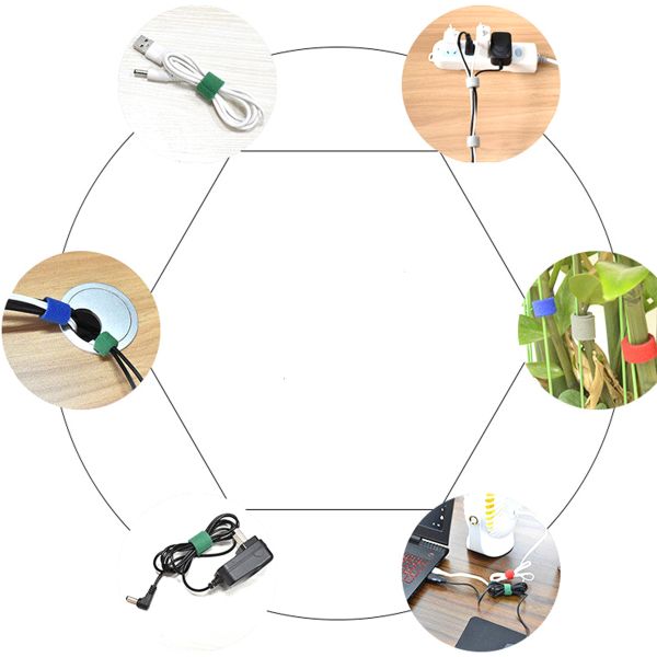 Dansky Custom Size Color Self-Adhesive Cable Ties Strap Eco-Friendly Back-to-Back Hook Loop Strap Tape Cable Management