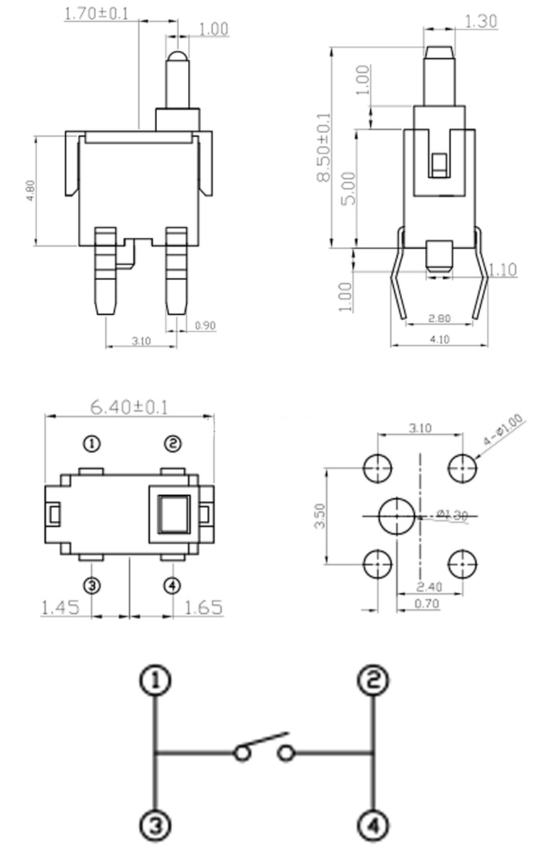 Переключатель кнопки ПОГРУЖЕНИЯ Pin IP65 DC12V 50mA 4 вертикальный