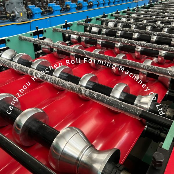 16 Stations Aluminum Roof Glazed Tile Roll Forming Machine with 1220mm Width and Chain Drive