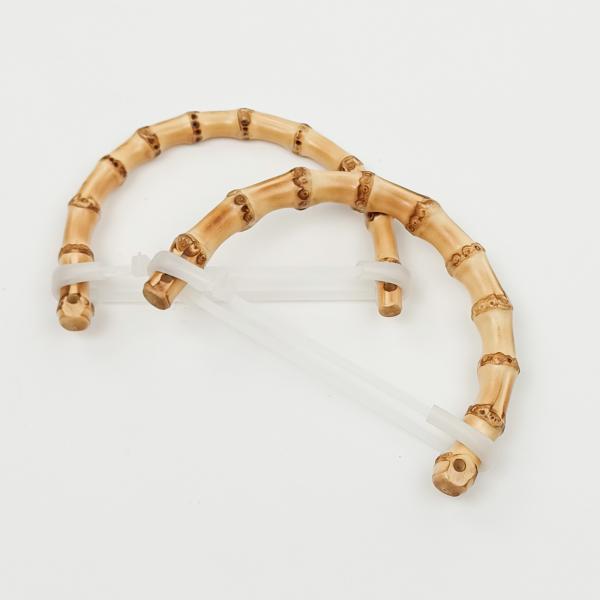Asas de bolso de bambú natural para bricolaje, correas de repuesto para bolsos