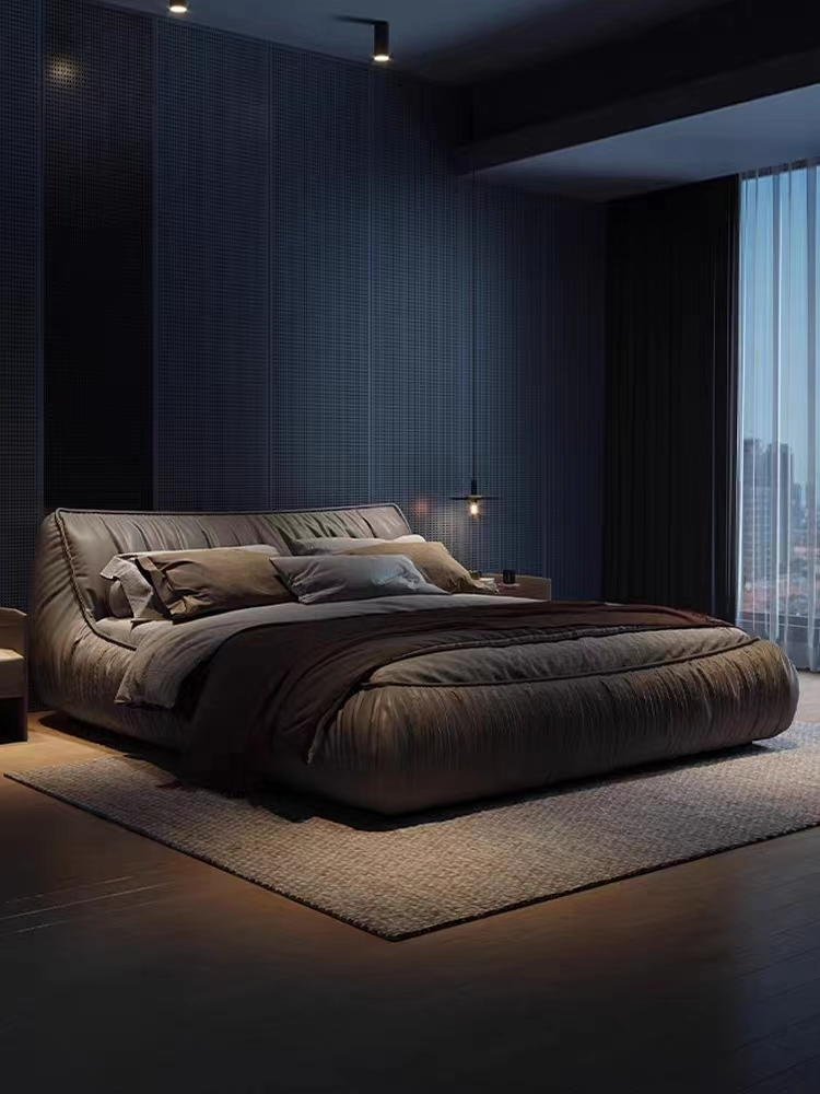 Cama nórdica do anti carvalho macio do bloco 1.8m da cama do couro da mobília do quarto do hotel da queda