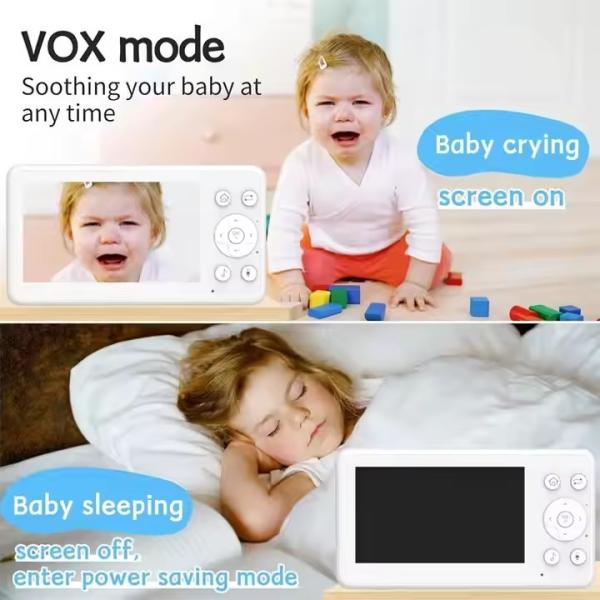 4.3 Inch LCD Split Screen Baby Monitor With Camera 2.4Ghz Infrared Night Vision Video